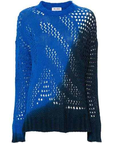 The Attico Colourblock Open-knit Jumper - Blue