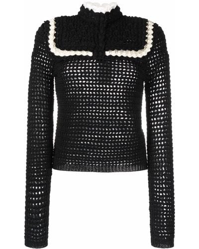 Saint Laurent Button-fastening Crochet Sweater - Black