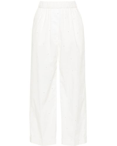Peserico Rhinestone-embellished Straight-leg Trousers - White