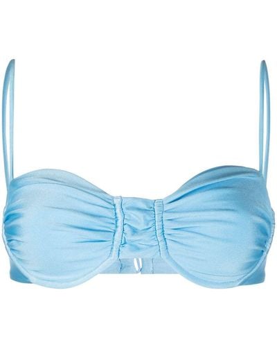 JADE Swim Top de bikini Mia con brillo metalizado - Azul