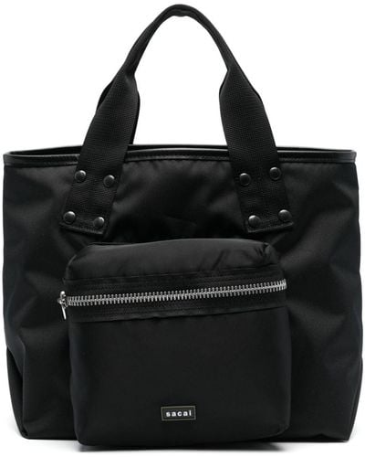 Sacai Medium Zip-pocket Tote Bag - Black