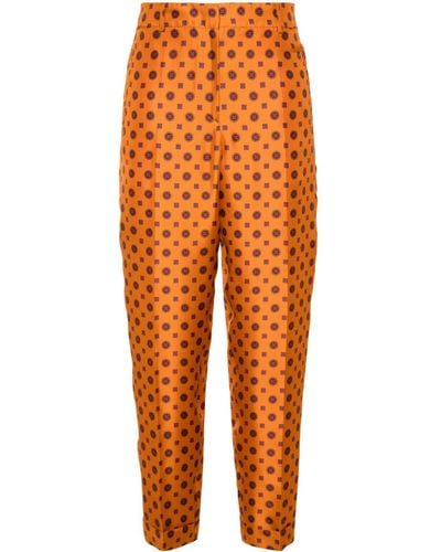 Alberto Biani Geometric-print Tapered Trousers - Orange