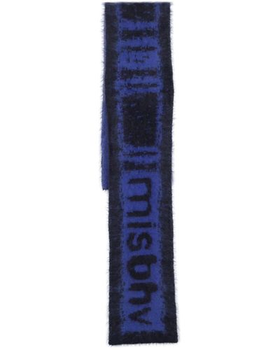 MISBHV Intarsia-knit Logo Textured Scarf - Blue
