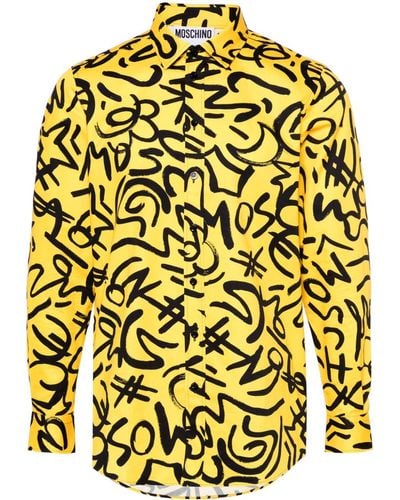 Moschino Overhemd Met Logoprint - Geel