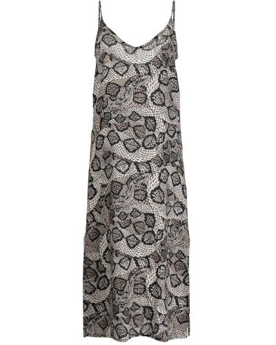 Desmond & Dempsey Snakeskin Print Nightie - Grey