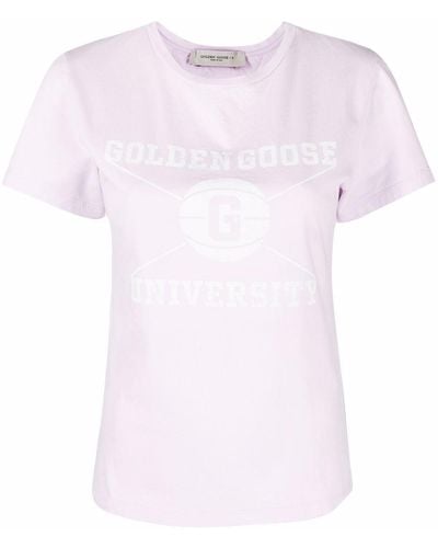 Golden Goose T-shirt Met Logoprint - Roze