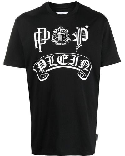 Philipp Plein T-shirt SS Gothic Plein con stampa grafica - Nero