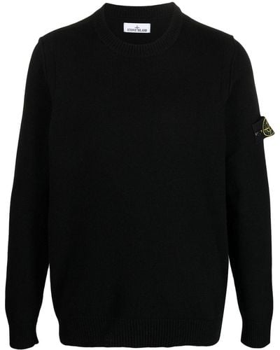 Stone Island Compass Patch Fine-knit Sweatshirt - Black