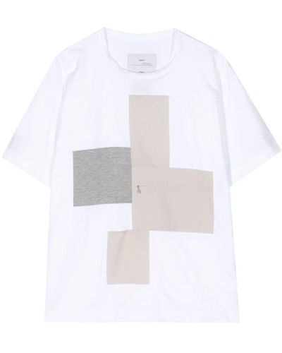 Fumito Ganryu T-Shirt mit Vordertasche - Weiß