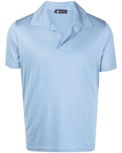 Colombo Short-sleeve Silk-blend Polo Shirt - Blue