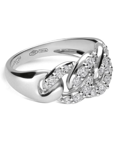 Leo Pizzo 18kt White Gold Gourmette Diamond Ring