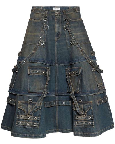 Balenciaga Raver Denim Maxi Skirt - Blue
