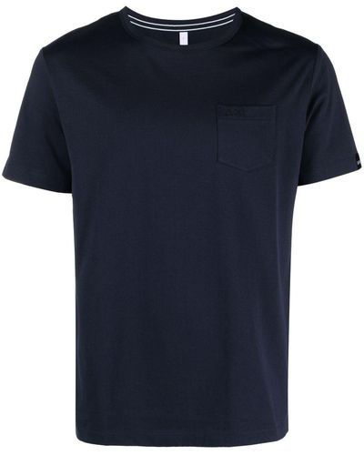 Sun 68 T-shirt Met Geborduurd Logo - Blauw