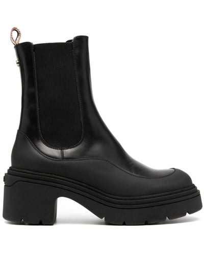 BOSS Panelled 85mm Leather Chelsea Boots - Black