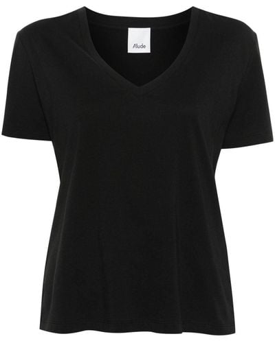 Allude Jersey-katoenen T-shirt - Zwart