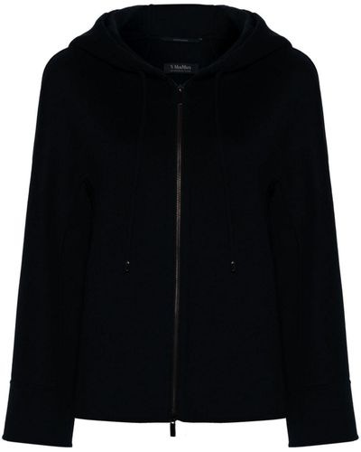 Max Mara Virgin Wool Hooded Jacket - Black