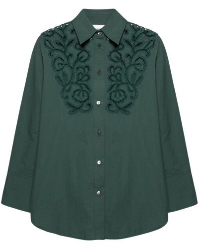 P.A.R.O.S.H. Camisa con detalle de encaje guipure - Verde