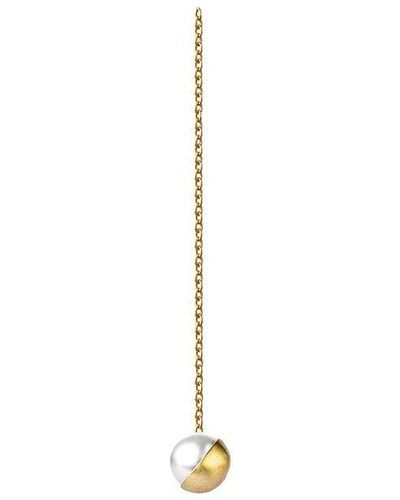 Shihara Half Pearl Chain Earring 135° - Metallic