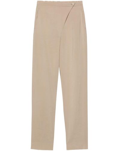 Emporio Armani Overlapping-panel Tapered Pants - Natural