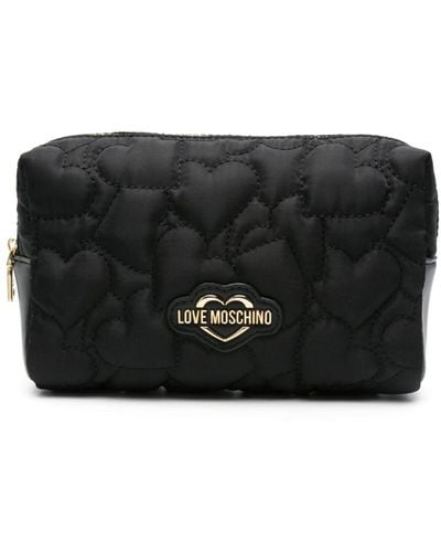 Love Moschino Heart-quilted Makeup Bag - Black