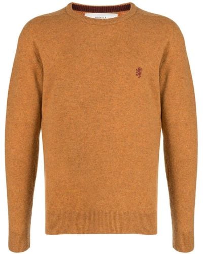 Pringle of Scotland Logo-embroidered Crew-neck Sweater - Brown