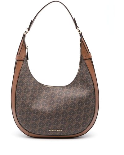 Michael Kors Sac porté épaule Preston à motif monogrammé - Gris