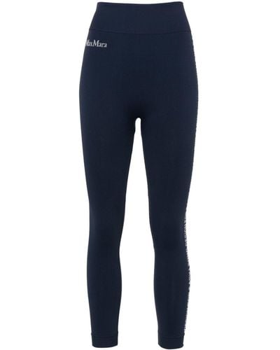 Max Mara Logo-embellished leggings - Blue