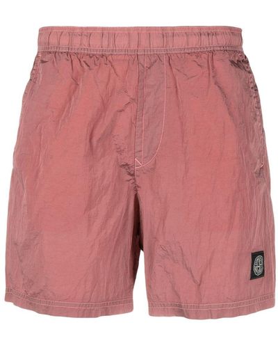Stone Island Compass-patch Track Shorts - Red
