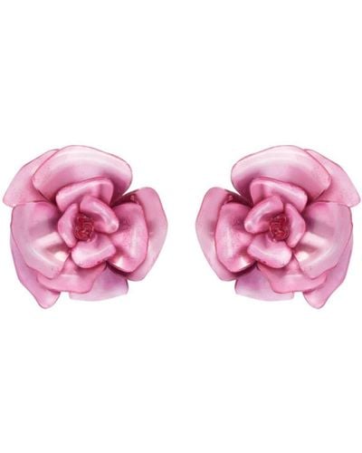 Oscar de la Renta Gardenia Plexi Clip-on Earrings - Pink