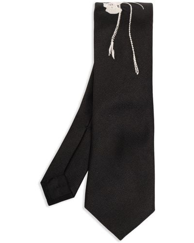 Alexander McQueen Flower Embroidered Silk Tie - Black