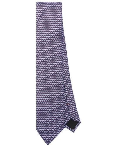 Zegna Whale-print Silk Tie - Purple