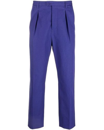 Saint Laurent Pantalon de costume court à taille haute - Bleu