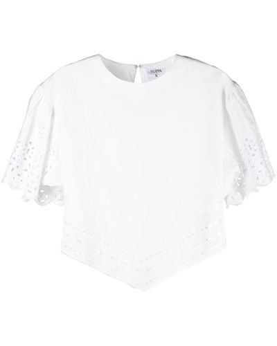 Filippa K Short-sleeved Embroidered Blouse - White