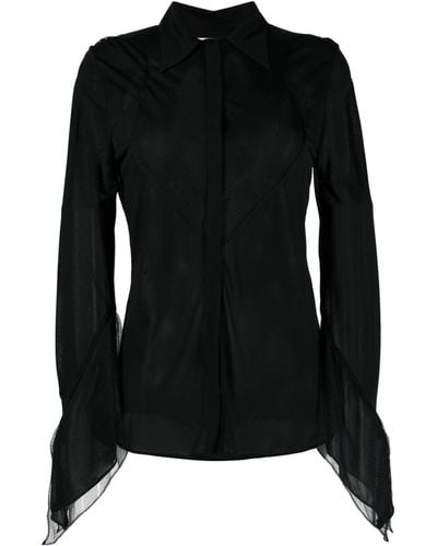 Victoria Beckham Draped Long-sleeve Shirt - Black