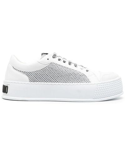 Moschino Logo-shoelace Leather Sneakers - White