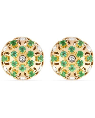 Officina Bernardi 18kt Yellow Gold Damasco Emerald Earrings