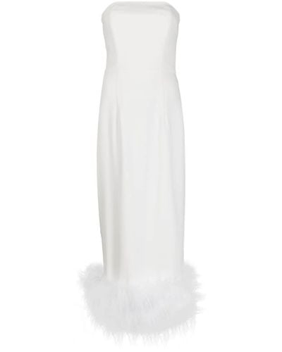 16Arlington Minelli Feather-trim Midi Dress - White
