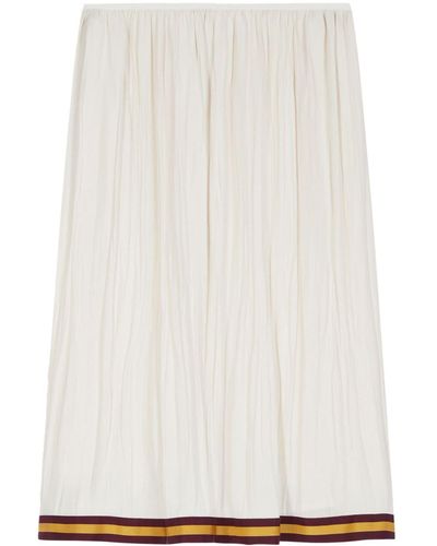Dries Van Noten Crushed-pleated Silk Skirt - White