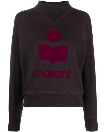 Isabel Marant Flocked-logo Mock-neck Sweater - Gray