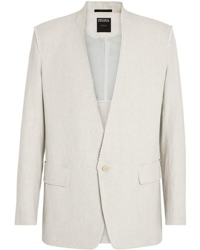 Zegna Blazer Met Enkele Rij Knopen - Wit