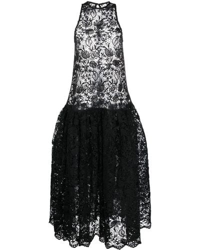 Ioana Ciolacu Sheer Pattern-lace Gown - Black