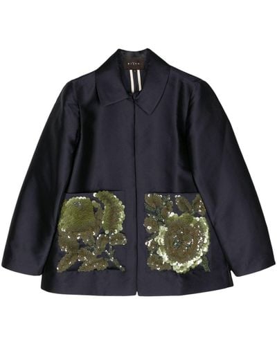 Biyan Sequin-embellished satin jacket - Azul