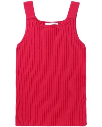 Helmut Lang Side-slit Ribbed-knit Tank Top - Red