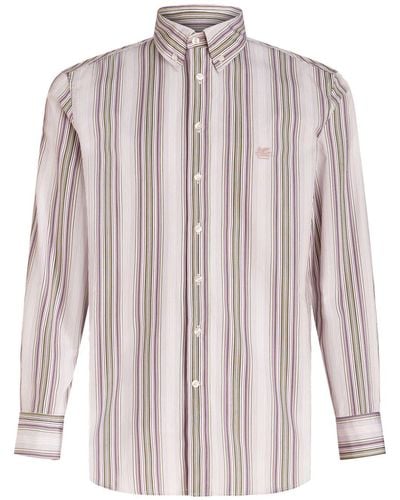 Etro Stripe-print Button-down Shirt - Pink