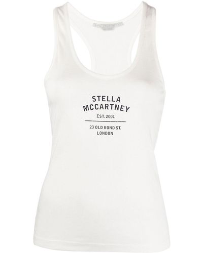 Stella McCartney Top con logo estampado y espalda de nadador - Blanco