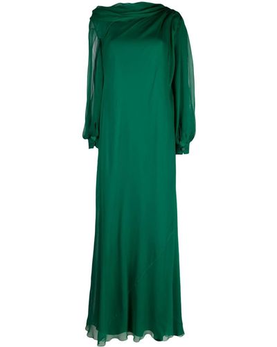 Alberta Ferretti Asymmetric Long-sleeved Gown - Green