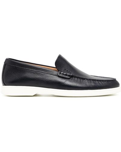 BOSS Sienne Deed-logo Leather Loafers - Gray