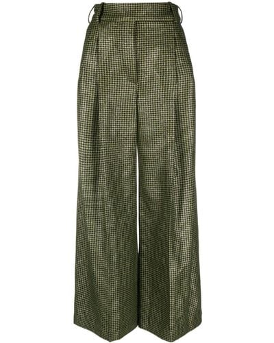Alexandre Vauthier Houndstooth-pattern Palazzo Trousers - Green