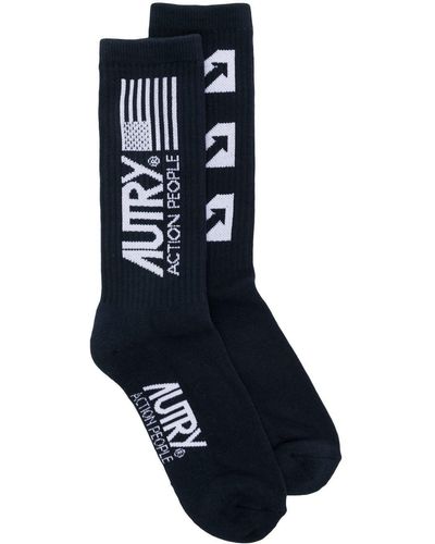 Autry Ribbed Logo-knit Socks - Blue
