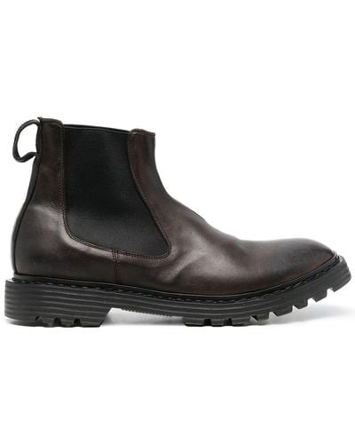 Premiata Round Toe Leather Boots - Black